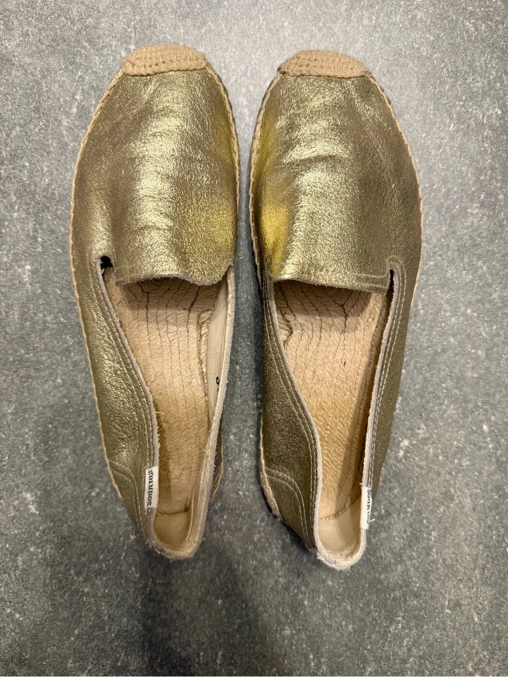 Women’s Soludos Gold Metallic Canvas Espadrille Slip-On Flats Size 8